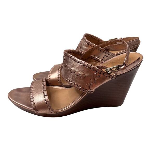 Jack Rogers Vanessa Rose Gold Raffia Wedge Heeled Sandel Women's Size 9.5 - Picture 3 of 6